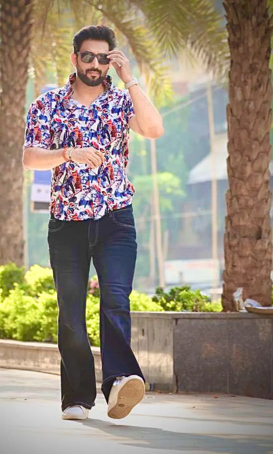 Aadesh Chaudhary Sets Summer Fashion Aflame in Bold Blue Shirt and Bold Patterns